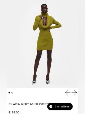 Hanifa Olive-Green Ribbed Cowl-Neck Mini Dress